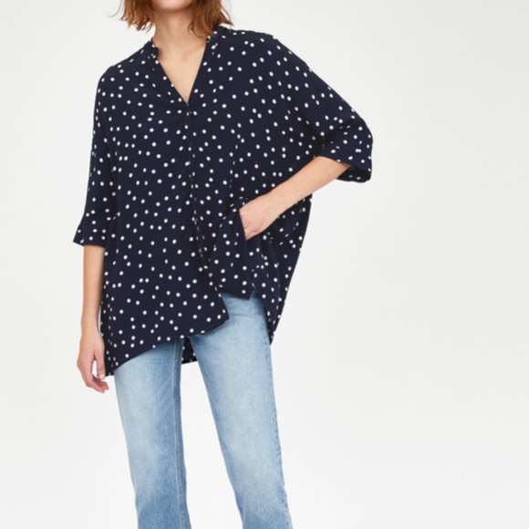 oversized polka dot shirt